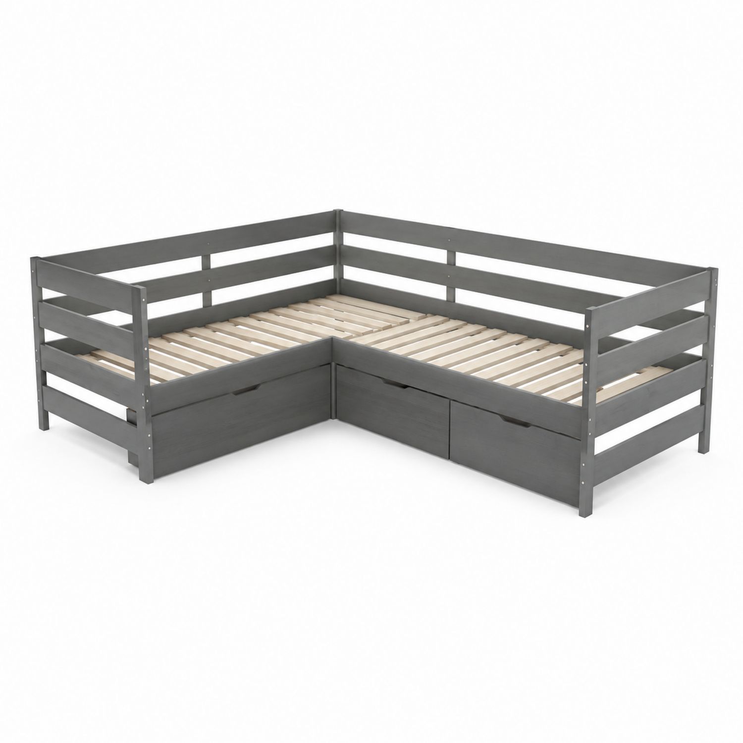 Letto angolare in legno con cassetti 200x90 cm-Valexoriano