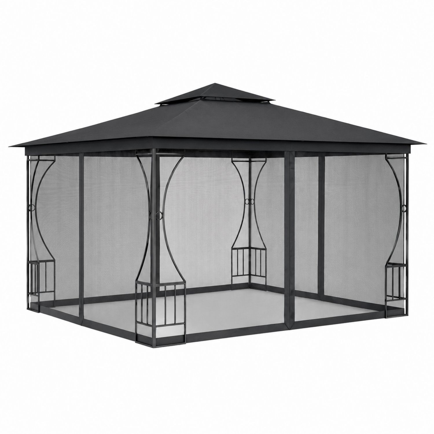 Gazebo da Giardino 3x4 m in Acciaio Nero-Valexoriano