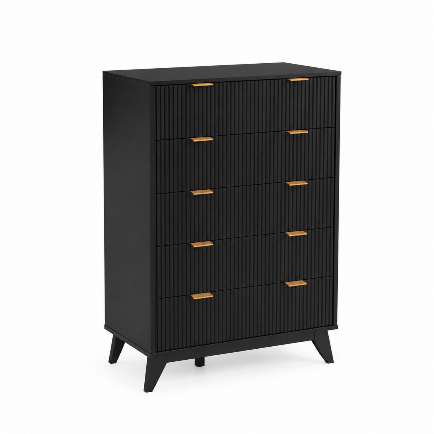 Cassettiera in MDF Nero con Maniglie Dorate-Valexoriano