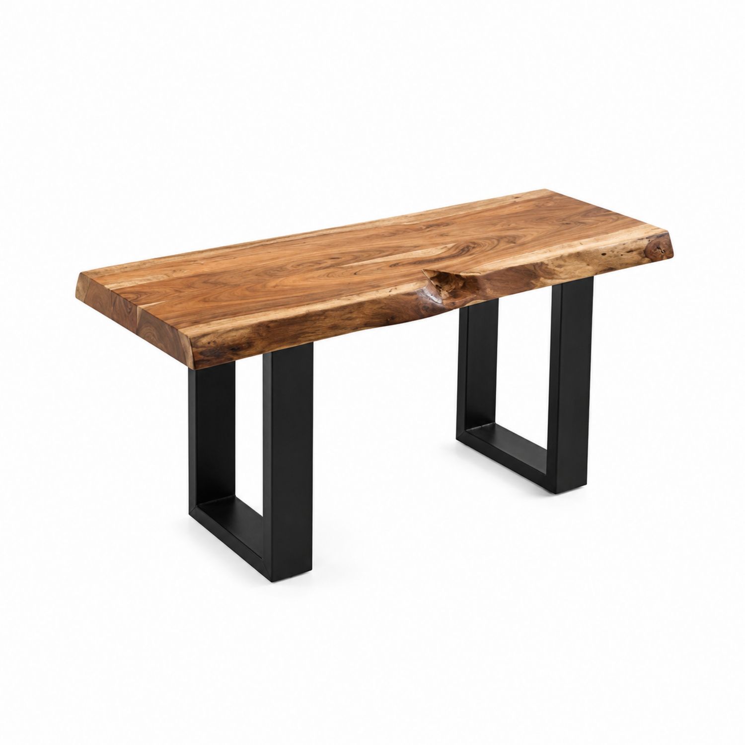 Panca in Legno Massello con Gambe in Metallo 120x40x45 cm-Valexoriano