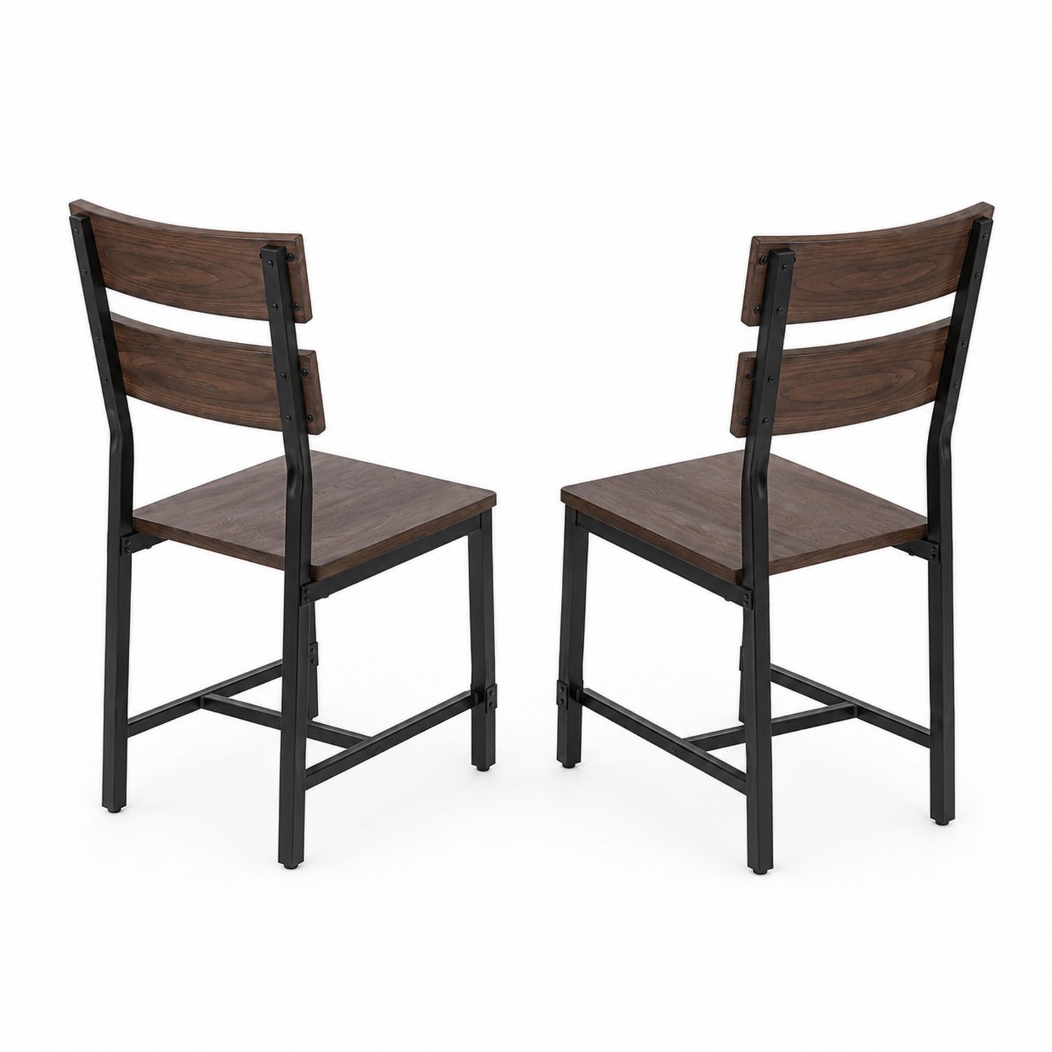 Set di 2 Sedie da Pranzo in Legno e Metallo Marrone-Valexoriano