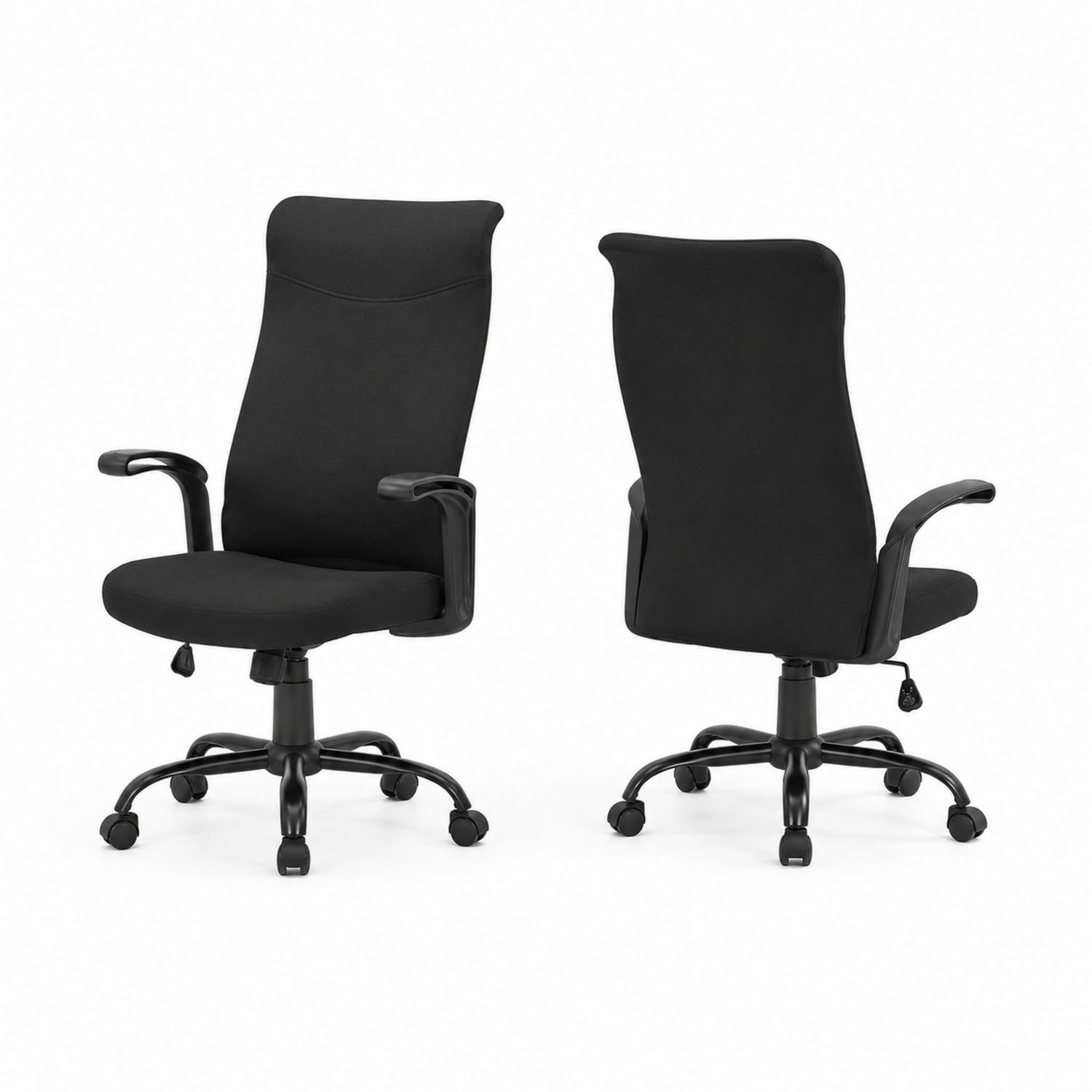Sedia da ufficio in tessuto poliestere nero-Valexoriano