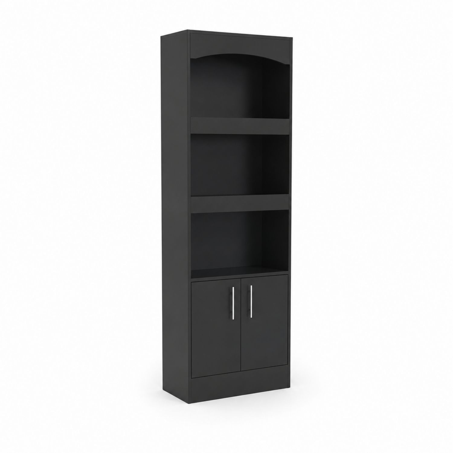 Libreria alta in MDF con ante a 3 ripiani 180x60x30 cm Nera-Valexoriano