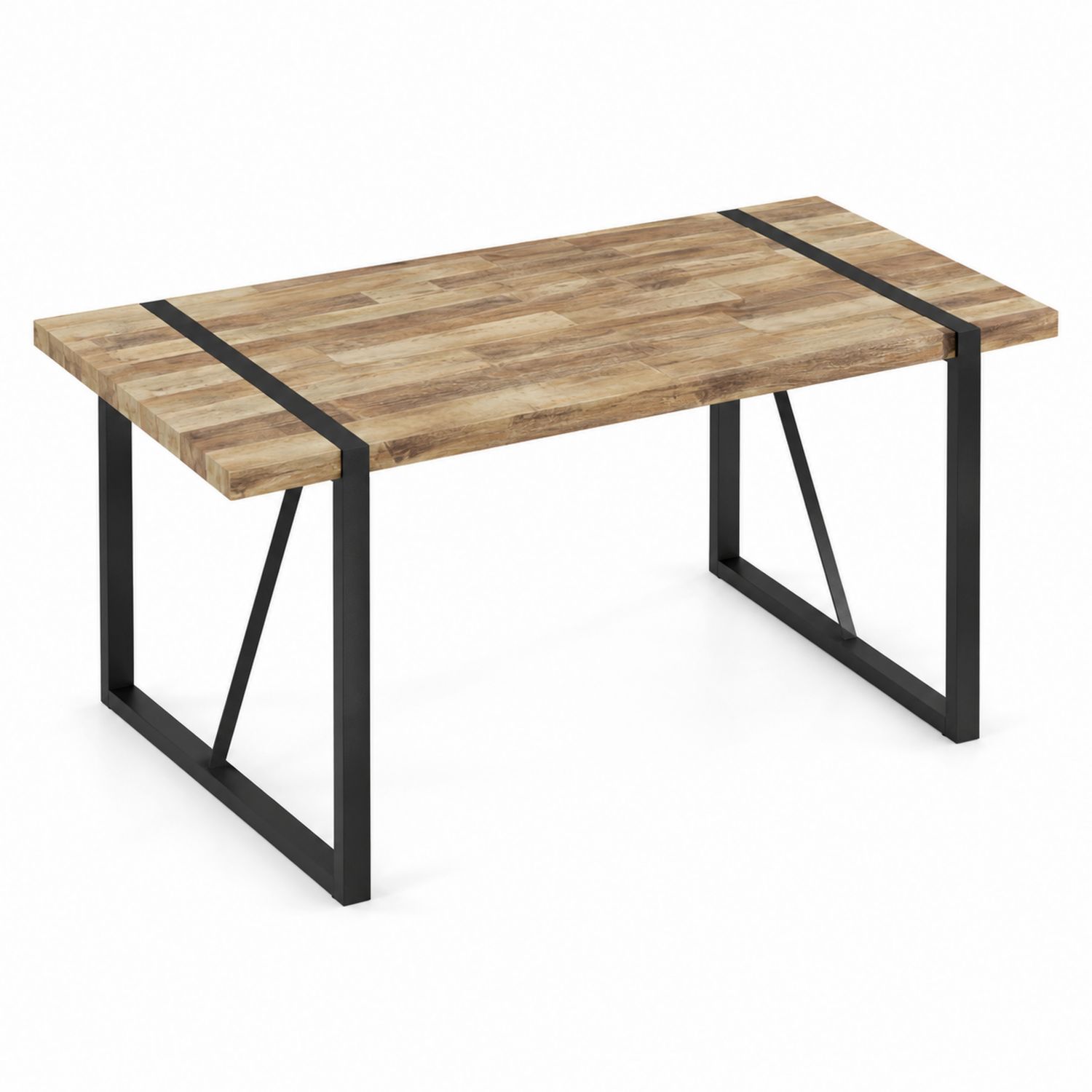 Tavolo da pranzo in legno di acacia e metallo nero-Valexoriano