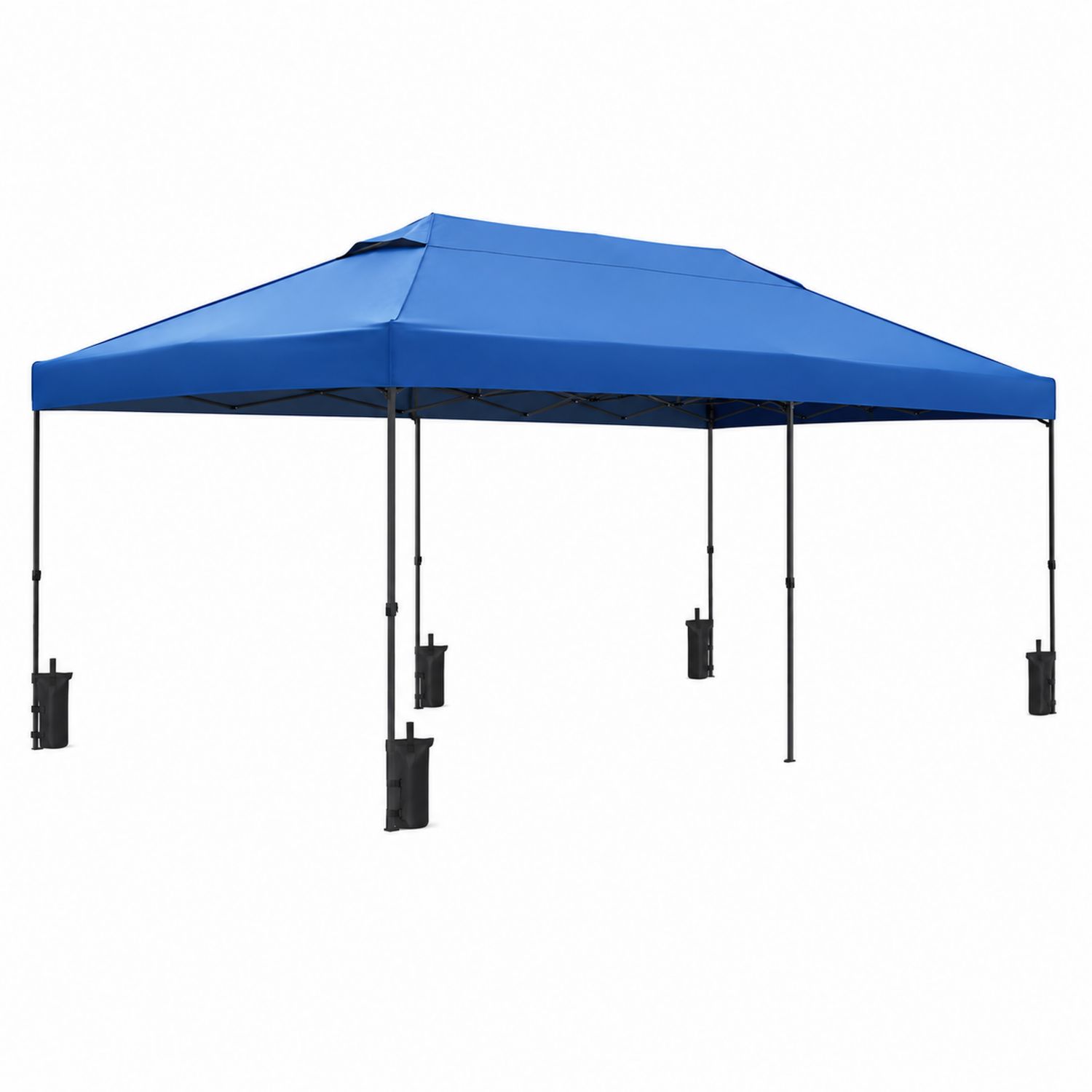 Gazebo pieghevole in tessuto poliester blu con struttura in acciaio-Valexoriano