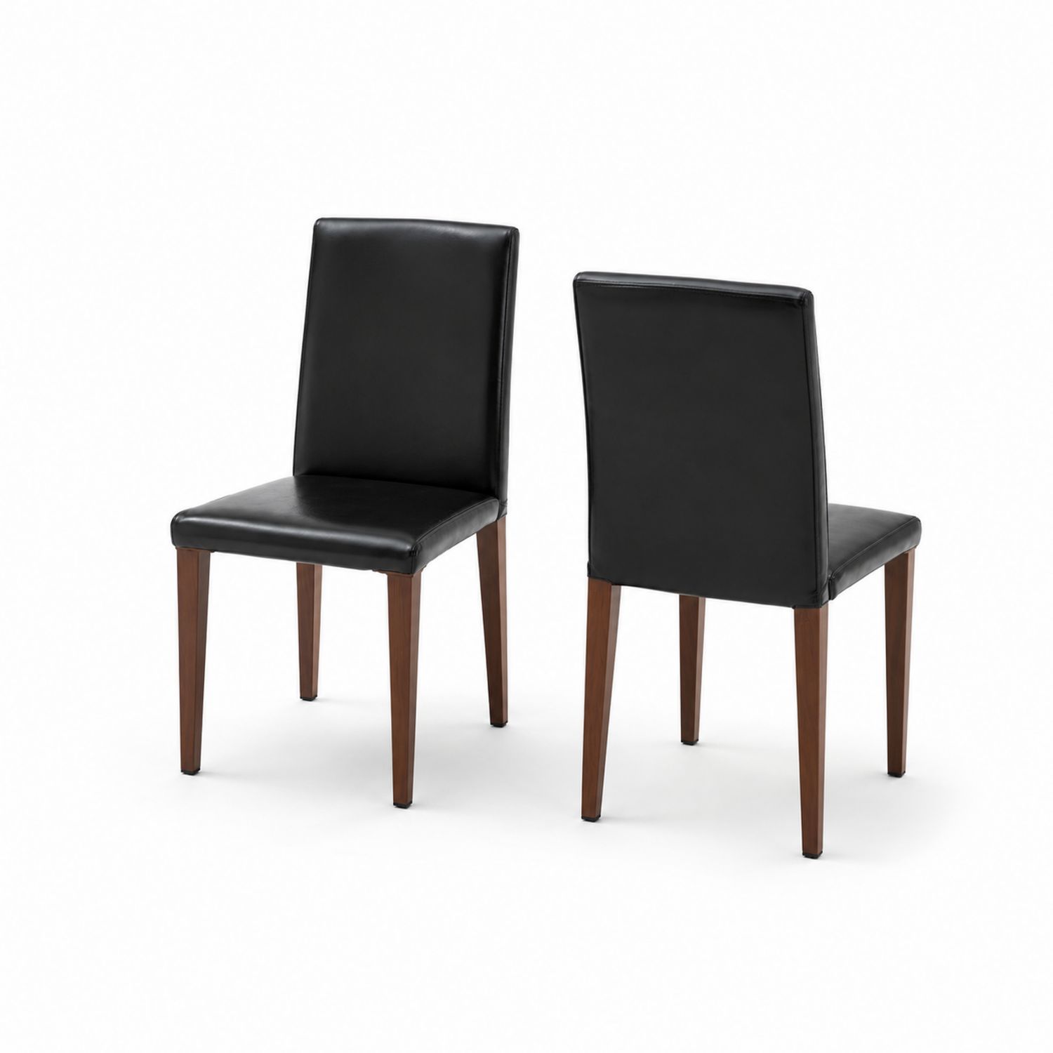 Set di 2 Sedie in Legno Massello e Pelle Sintetica Nera-Valexoriano