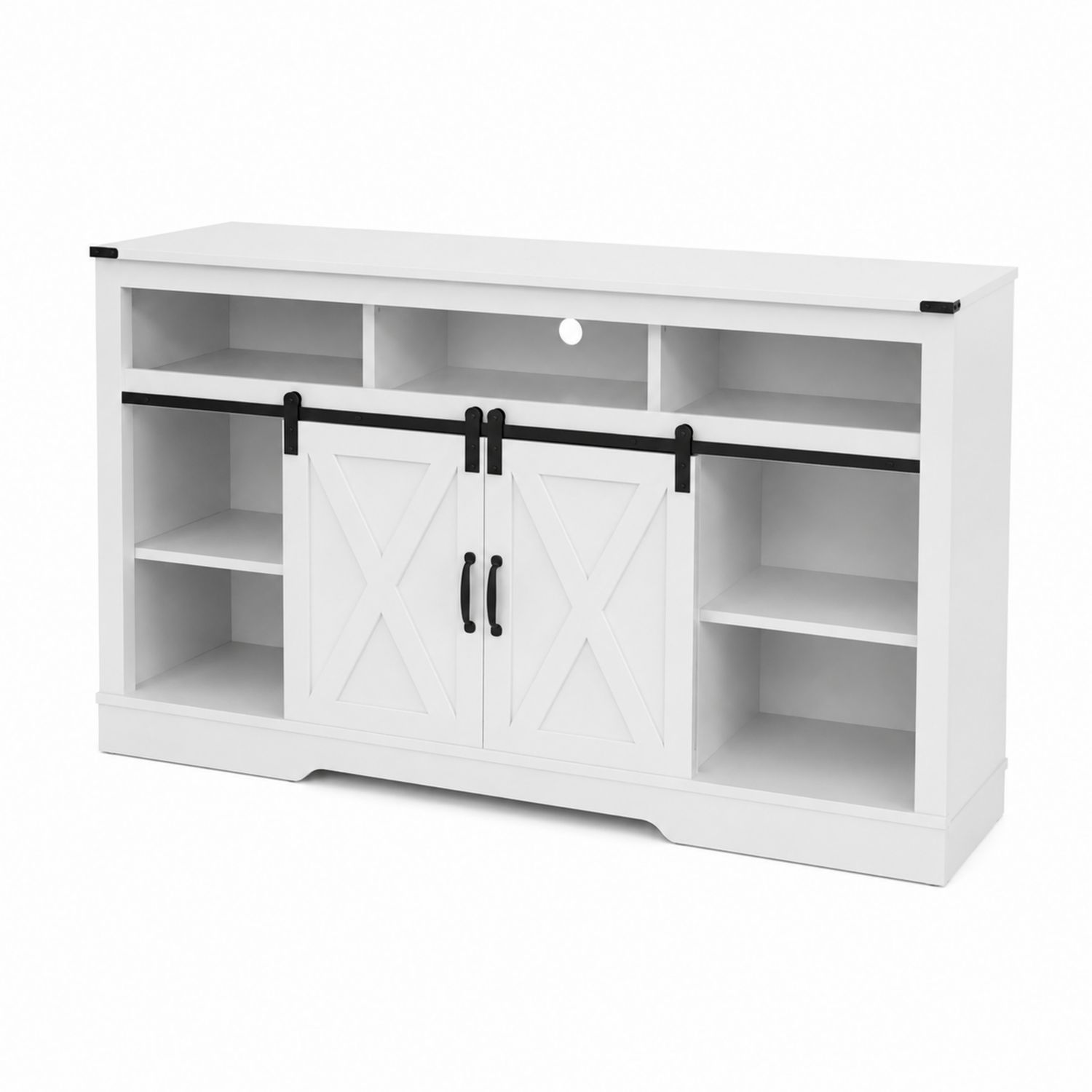 Mobile TV in MDF Bianco con Porte Scorrevoli-Valexoriano