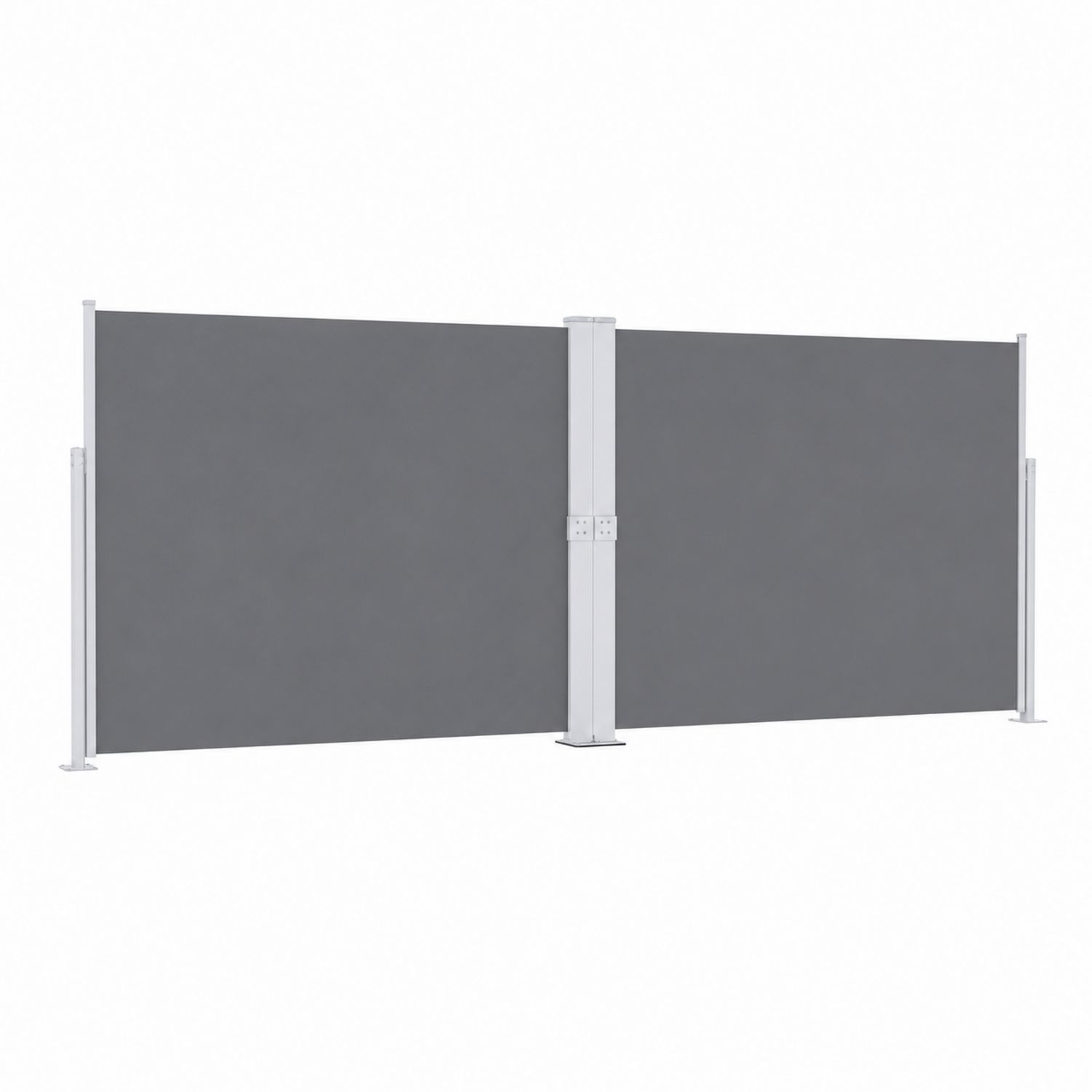 Tenda Retrattile Doppia in Poliestere e Alluminio Grigio 300x120 cm-Valexoriano