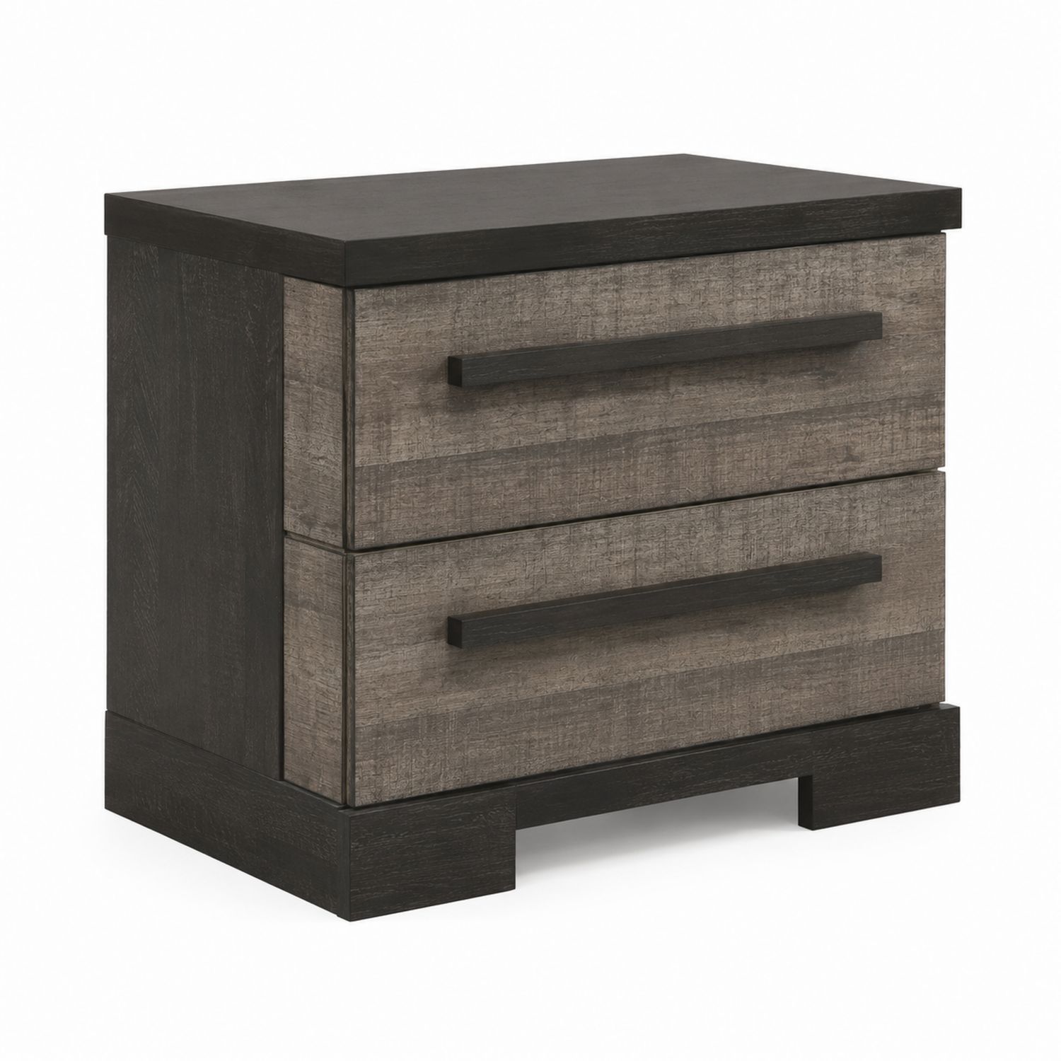 Comodino con 2 cassetti in legno composito Grigio/Nero 50x40x55 cm-Valexoriano