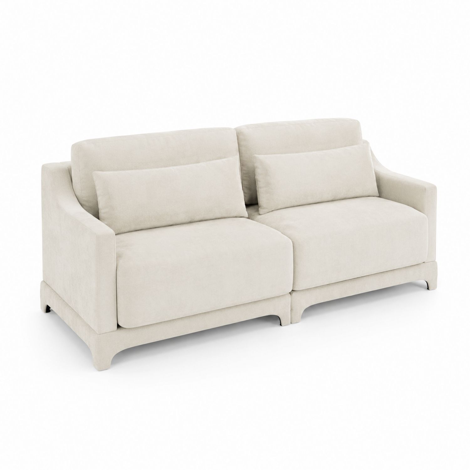 Divano a 2 posti in tessuto beige con schiuma poliuretanica-Valexoriano