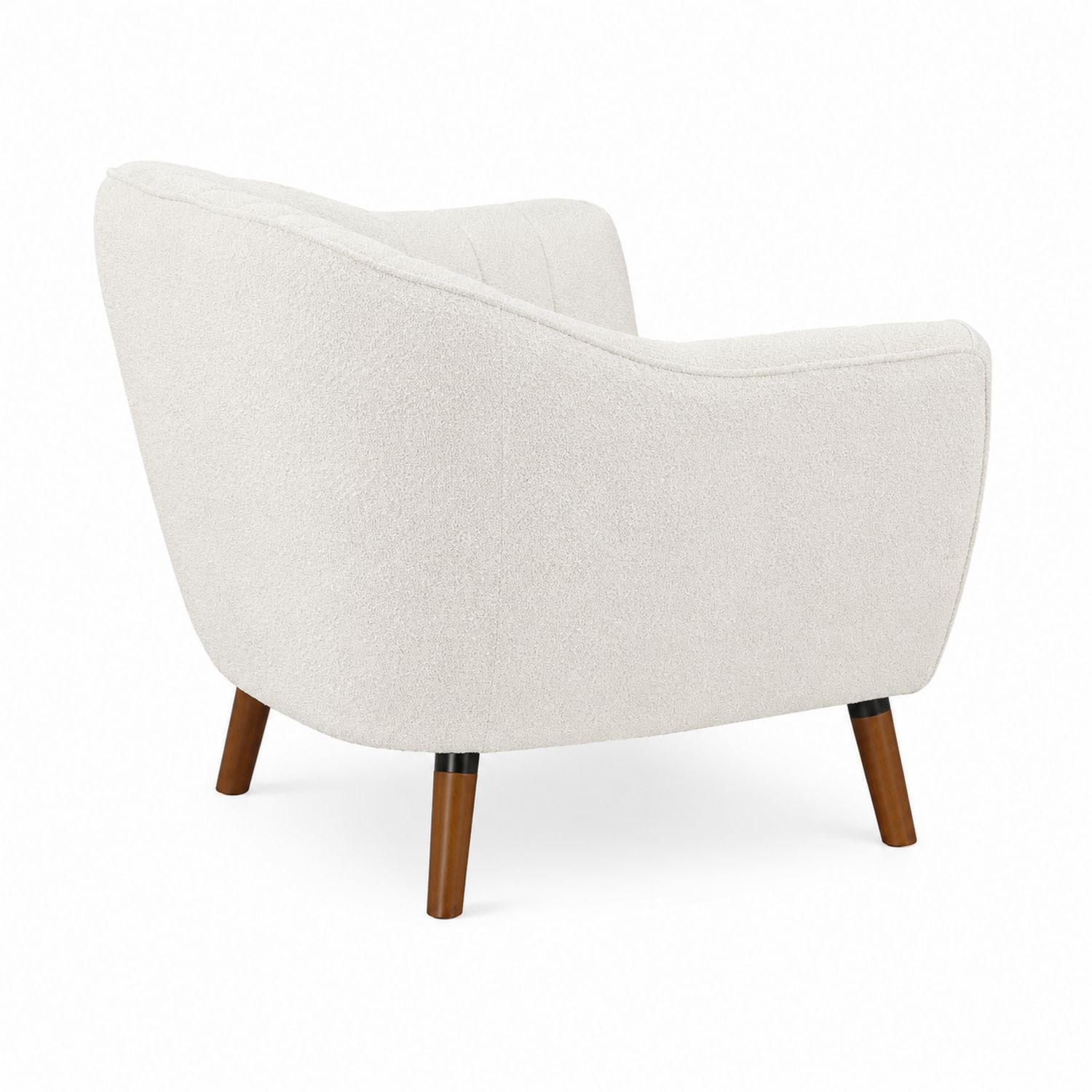 Poltrona in tessuto bouclé con gambe in legno Beige-Valexoriano
