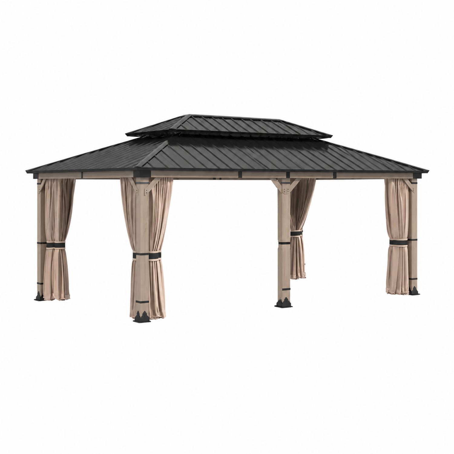 Gazebo in alluminio con tetto in acciaio e tende in poliestere-Valexoriano