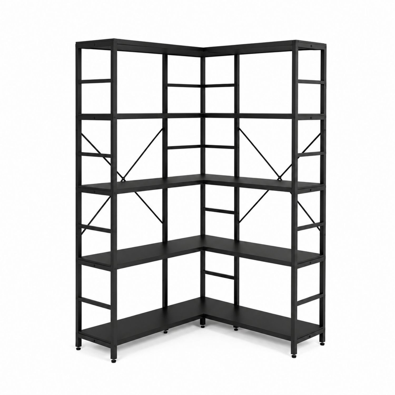 Scaffale Angolare in Acciaio Nero 100x50x200 cm-Valexoriano