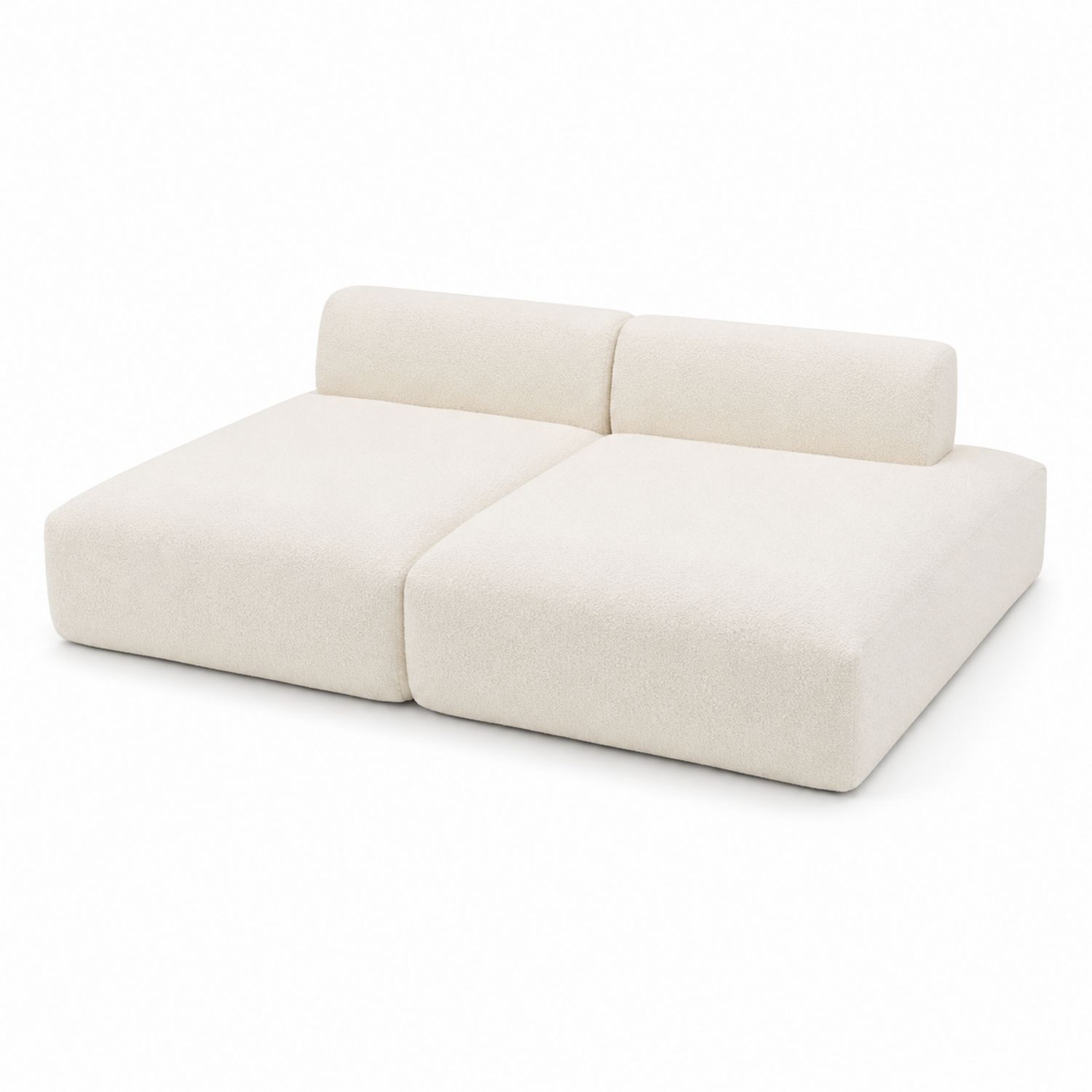 Divano Modulare a 2 Posti in Tessuto Bouclé Beige-Valexoriano