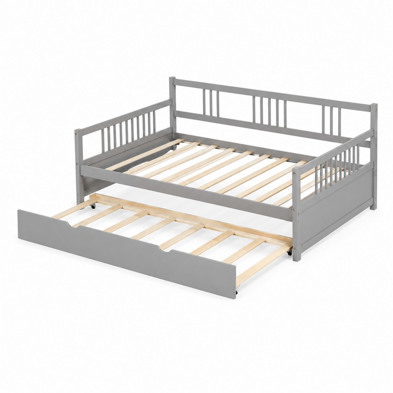 Letto in legno di pino con letto estraibile Grigio-Valexoriano