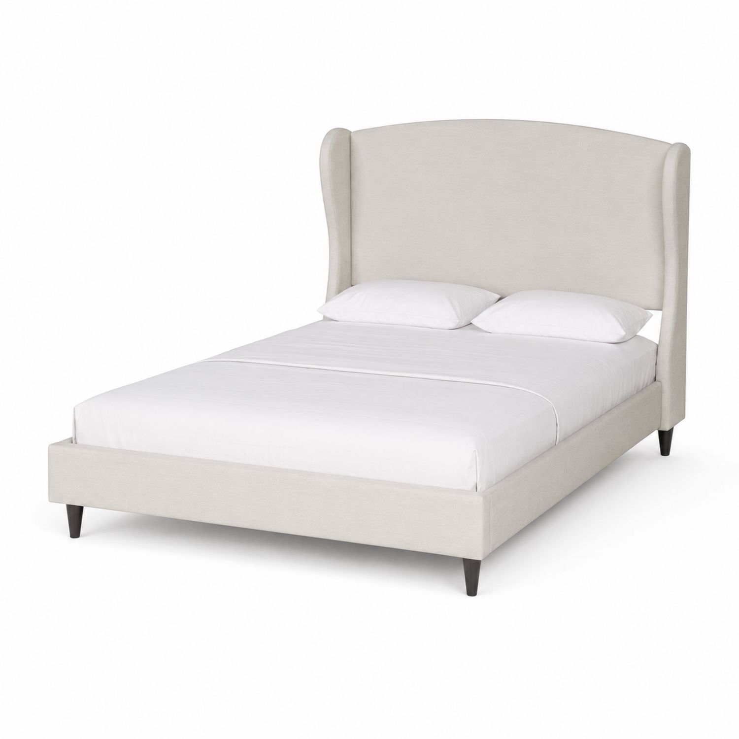 Letto matrimoniale in tessuto con testiera alta Beige 200x160 cm-Valexoriano