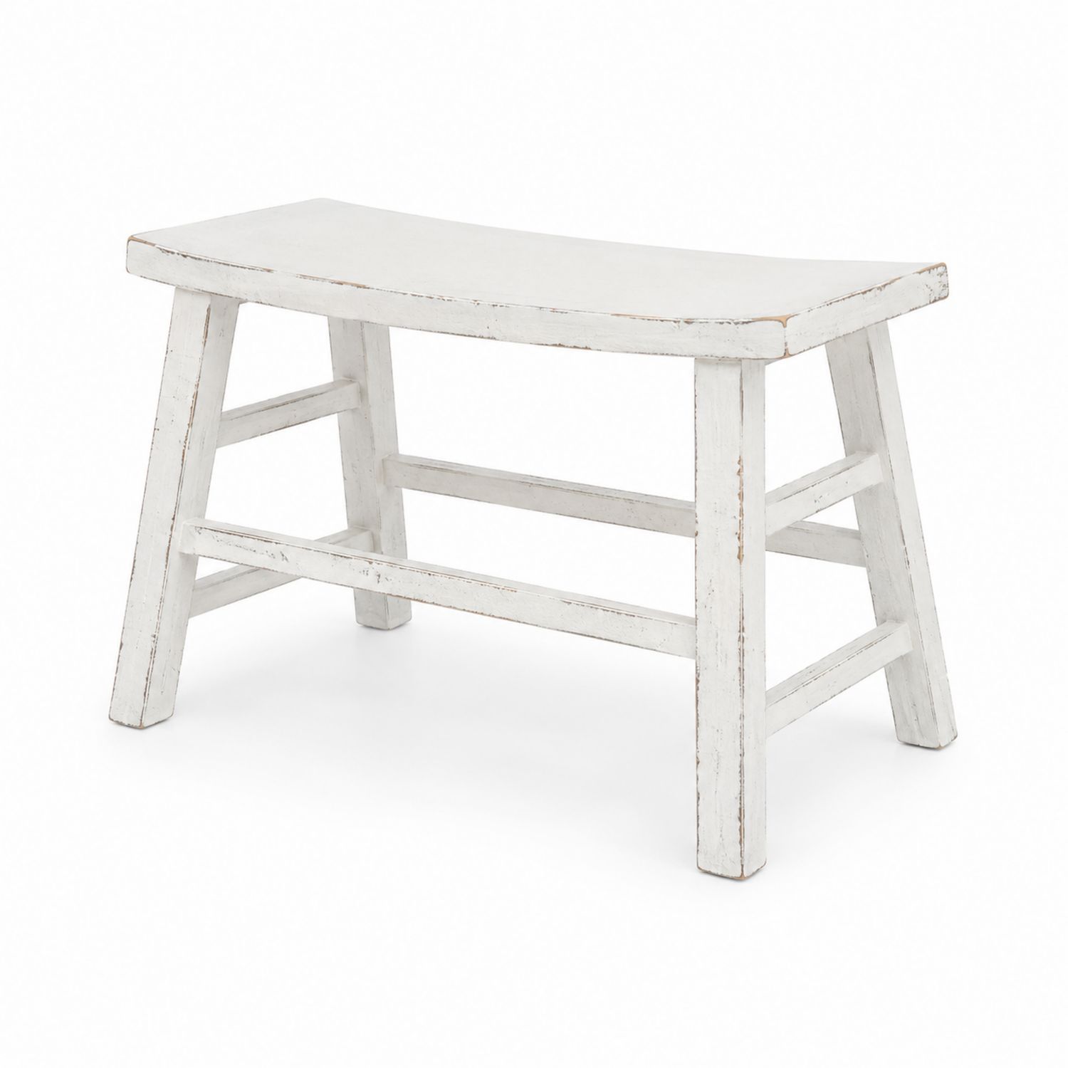 Sgabello Rettangolare in Legno Bianco