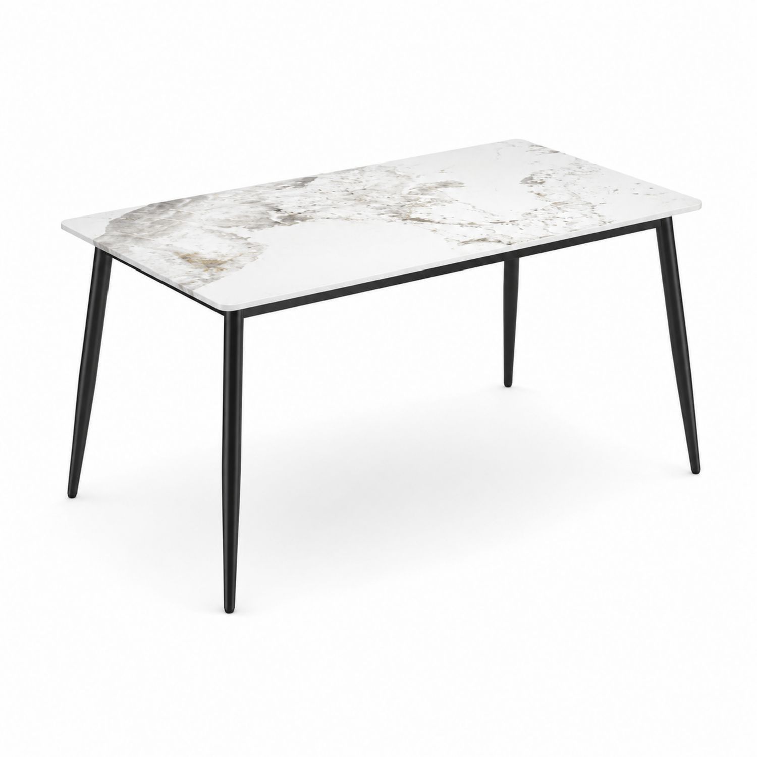 Tavolo da pranzo in ceramica effetto marmo con gambe in metallo 150x90x75 cm