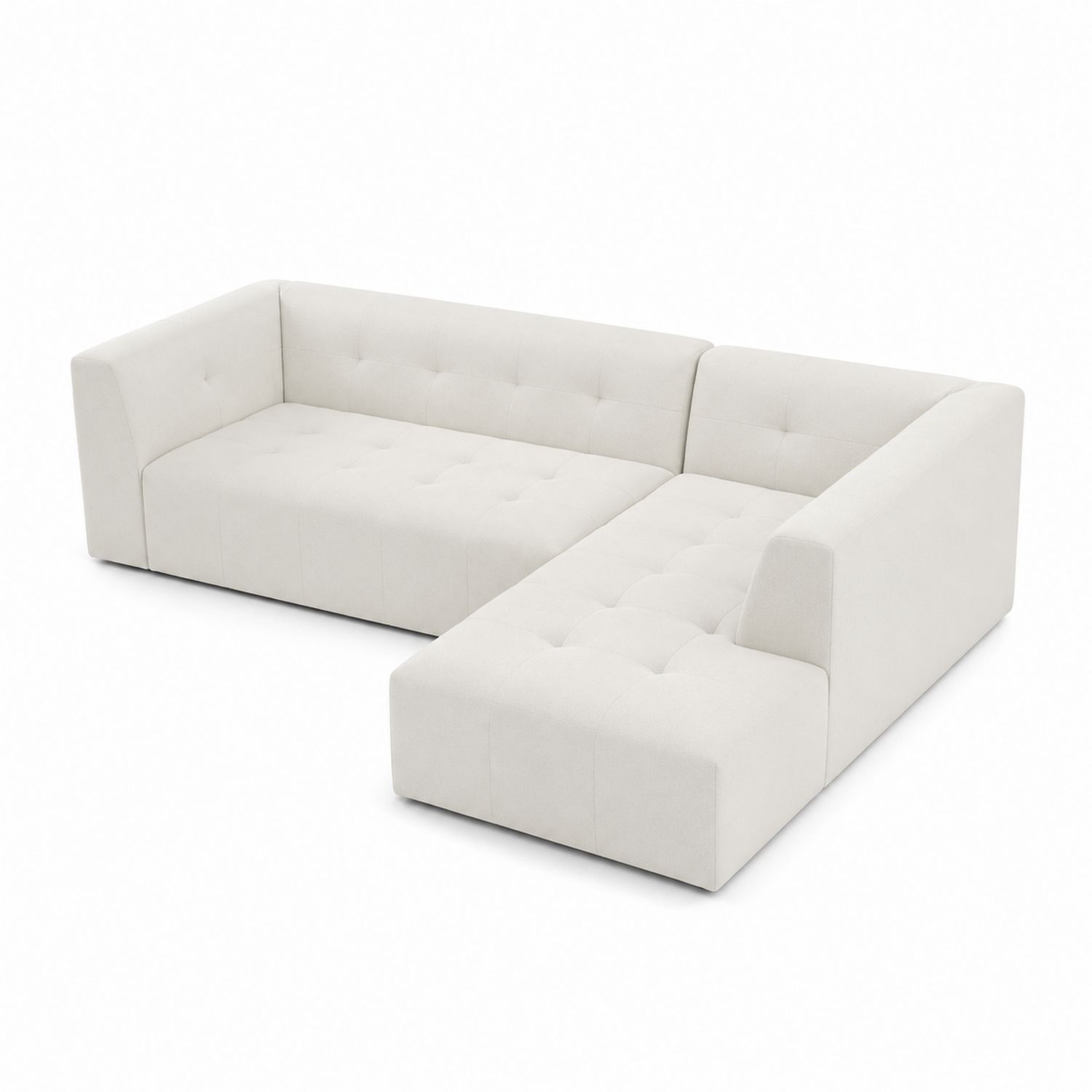 Divano angolare modulare in tessuto con chaise longue
