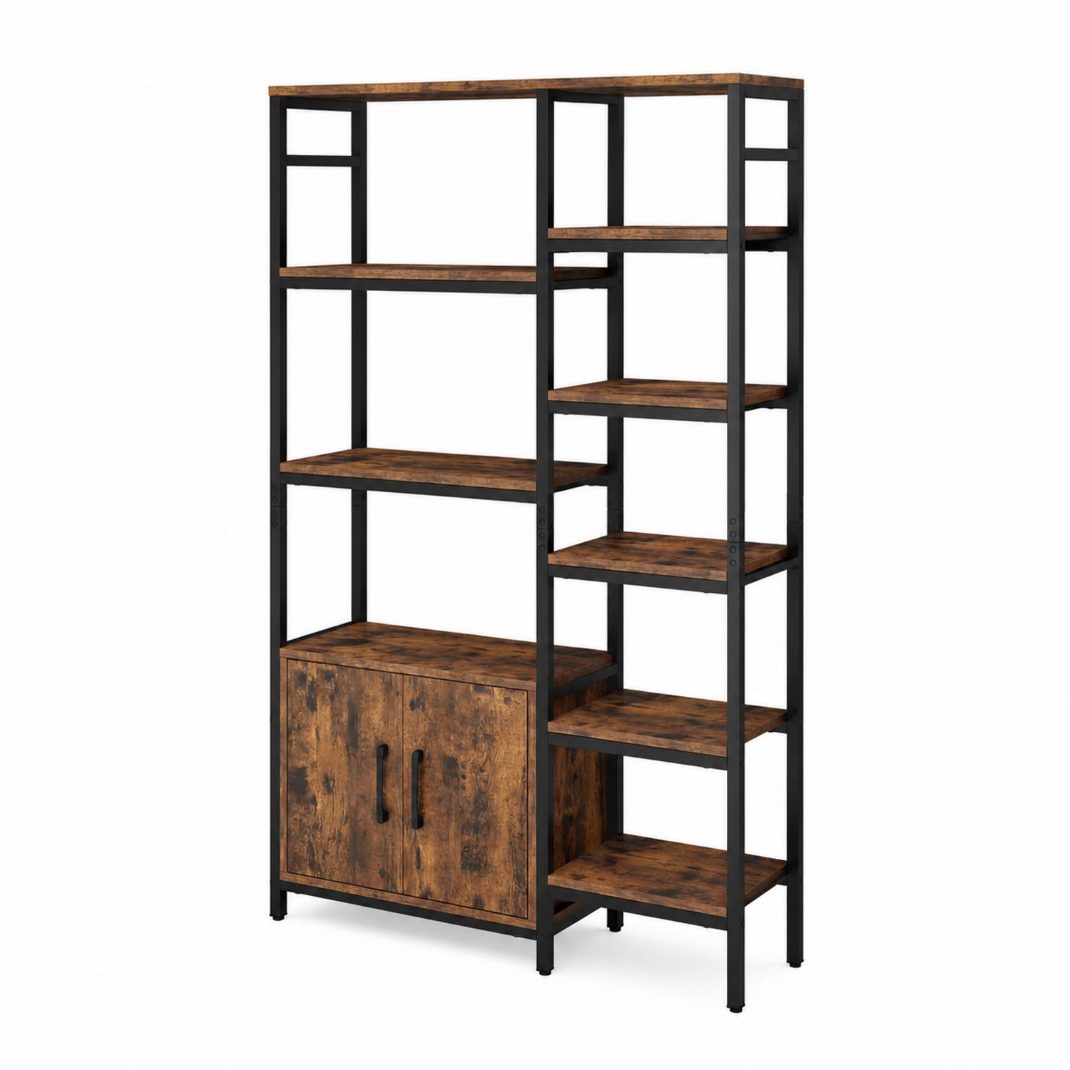 Libreria in MDF e Metallo Marrone Nero 180x120x30 cm