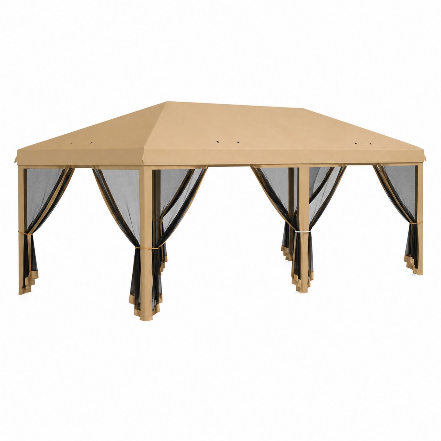 Gazebo in Acciaio e Poliestere 3x4 m Beige e Nero
