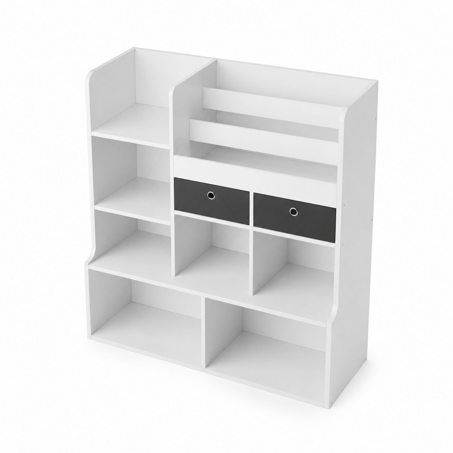 Scaffale in Legno MDF Bianco e Nero con Cassetti 80x30x60 cm