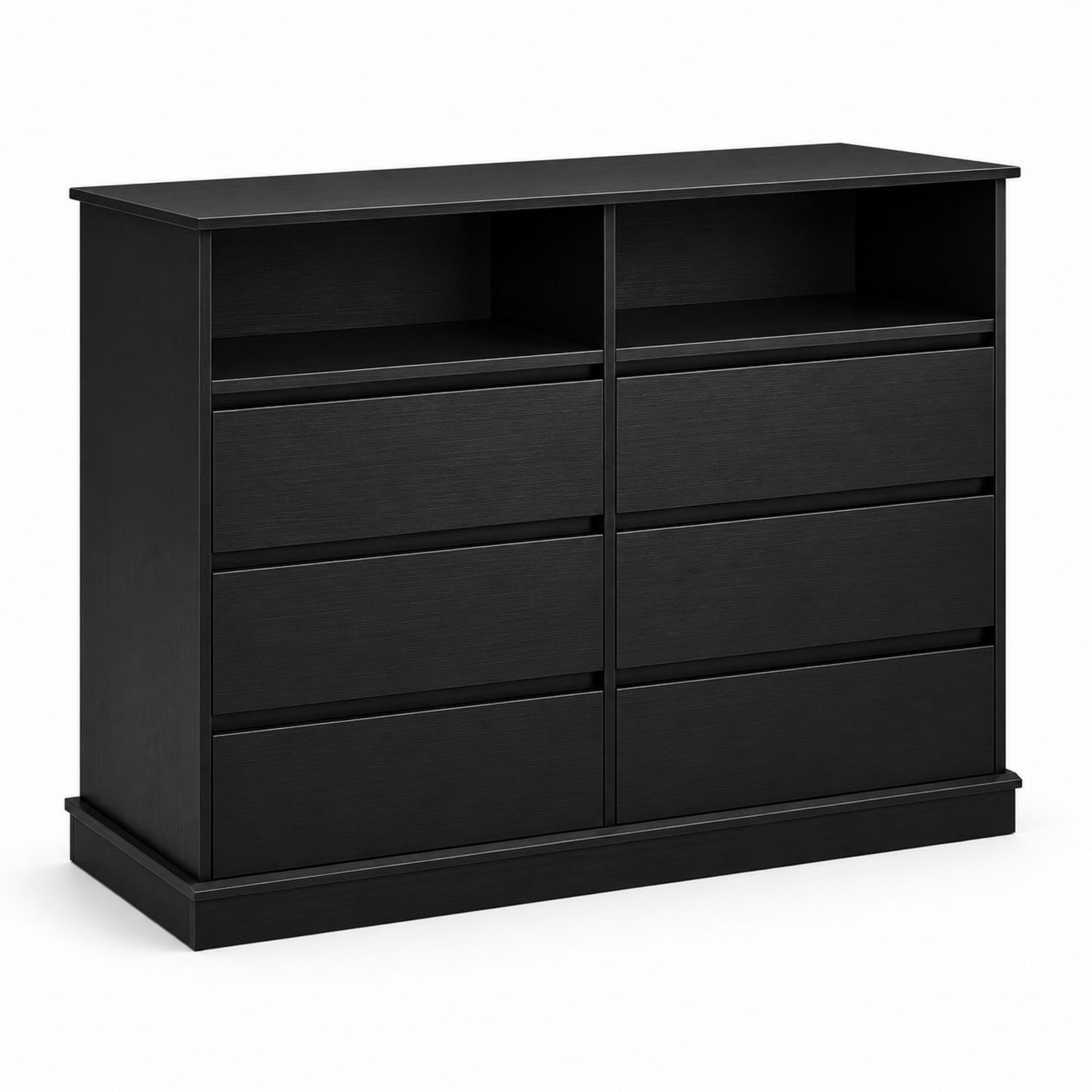 Cassettiera in Legno MDF Nero con Sei Cassetti