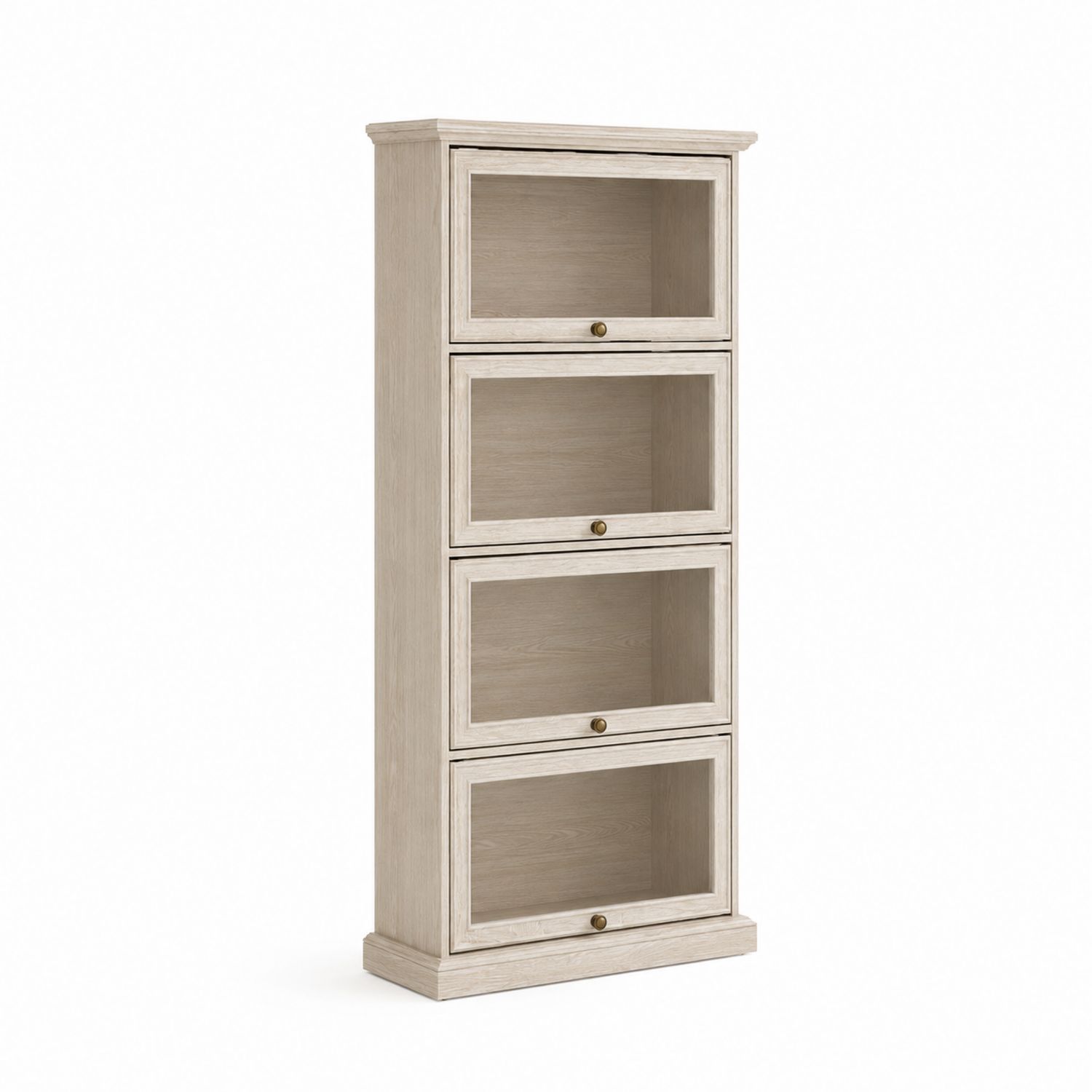 Libreria a 4 Ripiani in Legno con Ante in Vetro