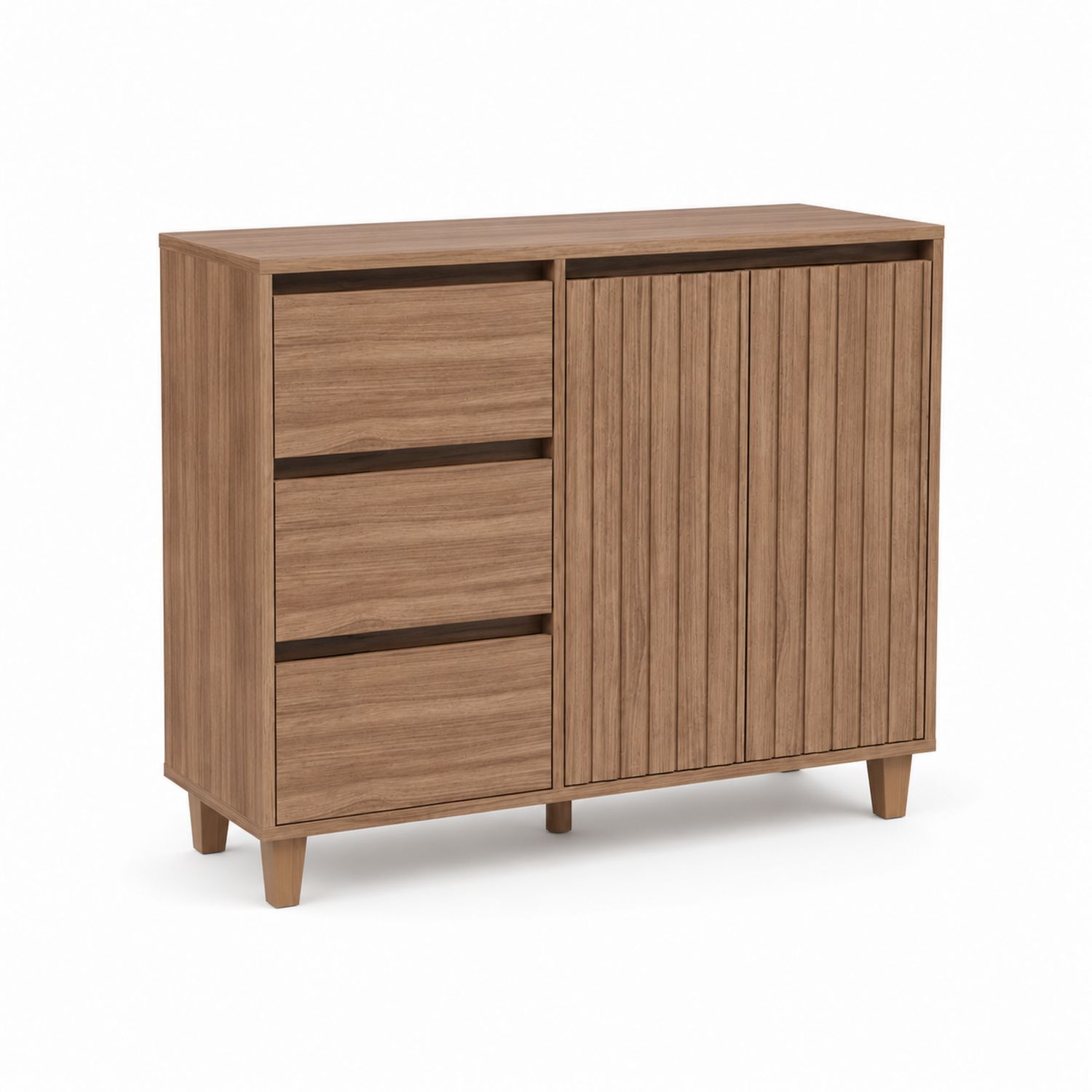 Credenza in Legno di Rovere con Cassetti e Porta Verticale Marrone