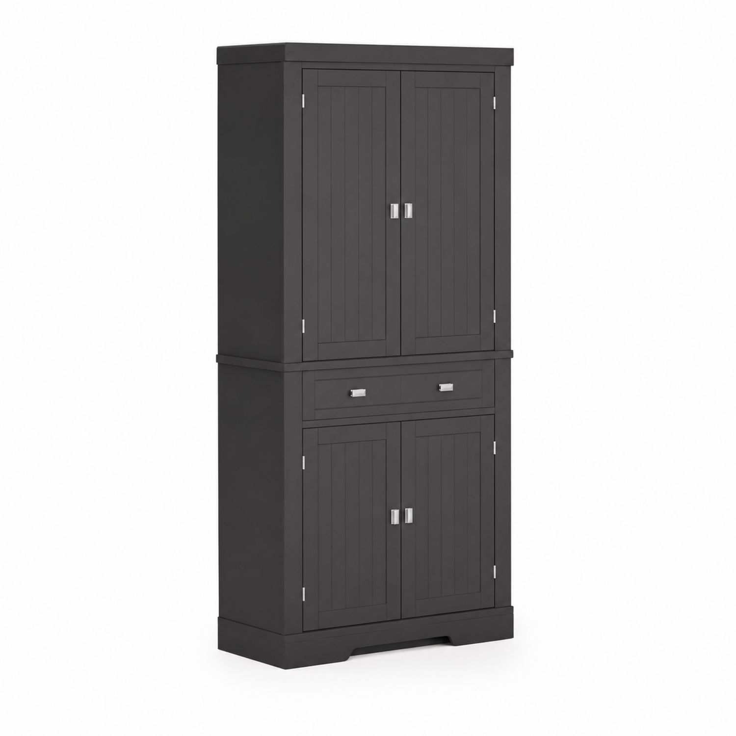 Armadio alto con ante doppie e cassetto in legno MDF 180x80x40 cm Nero