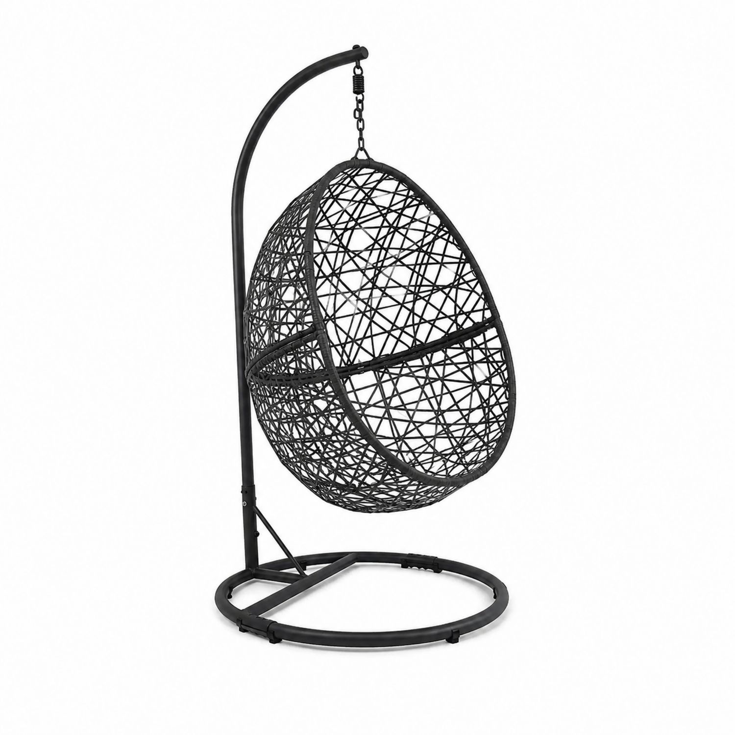Sedia a dondolo con supporto in acciaio e rattan sintetico nero
