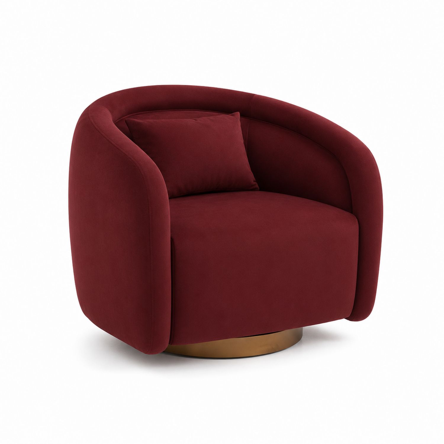 Poltrona in Velluto Rosso con Base in Metallo