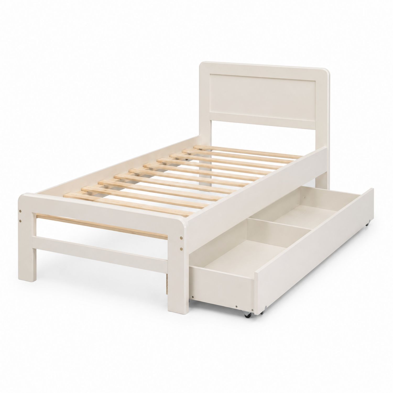 Letto singolo in legno massiccio con cassetto estraibile 200x90 cm