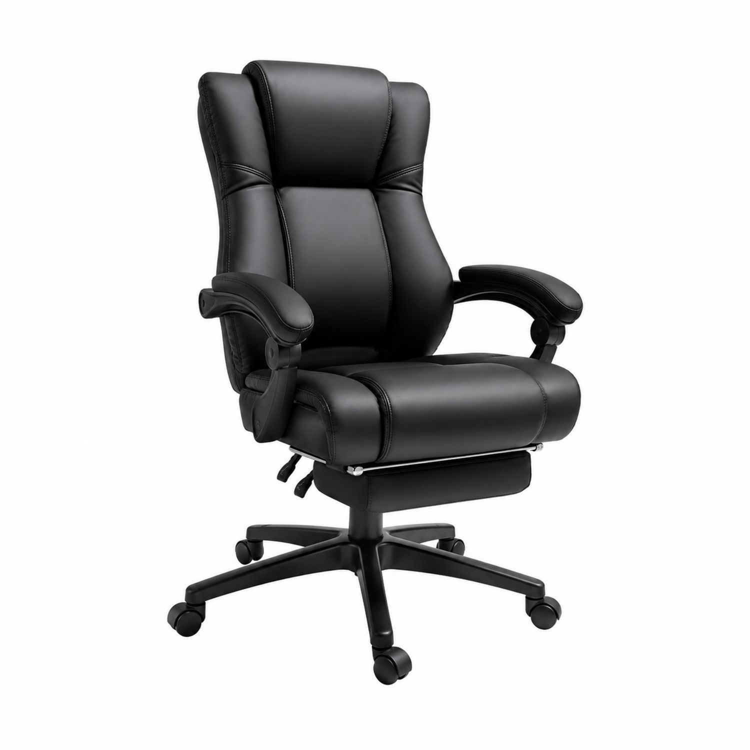 Sedia da ufficio in similpelle nera con braccioli