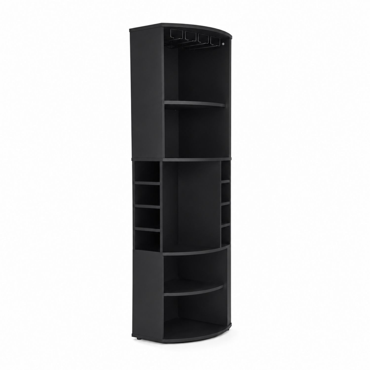 Credenza Angolare Alta in MDF con Ripiani Nero