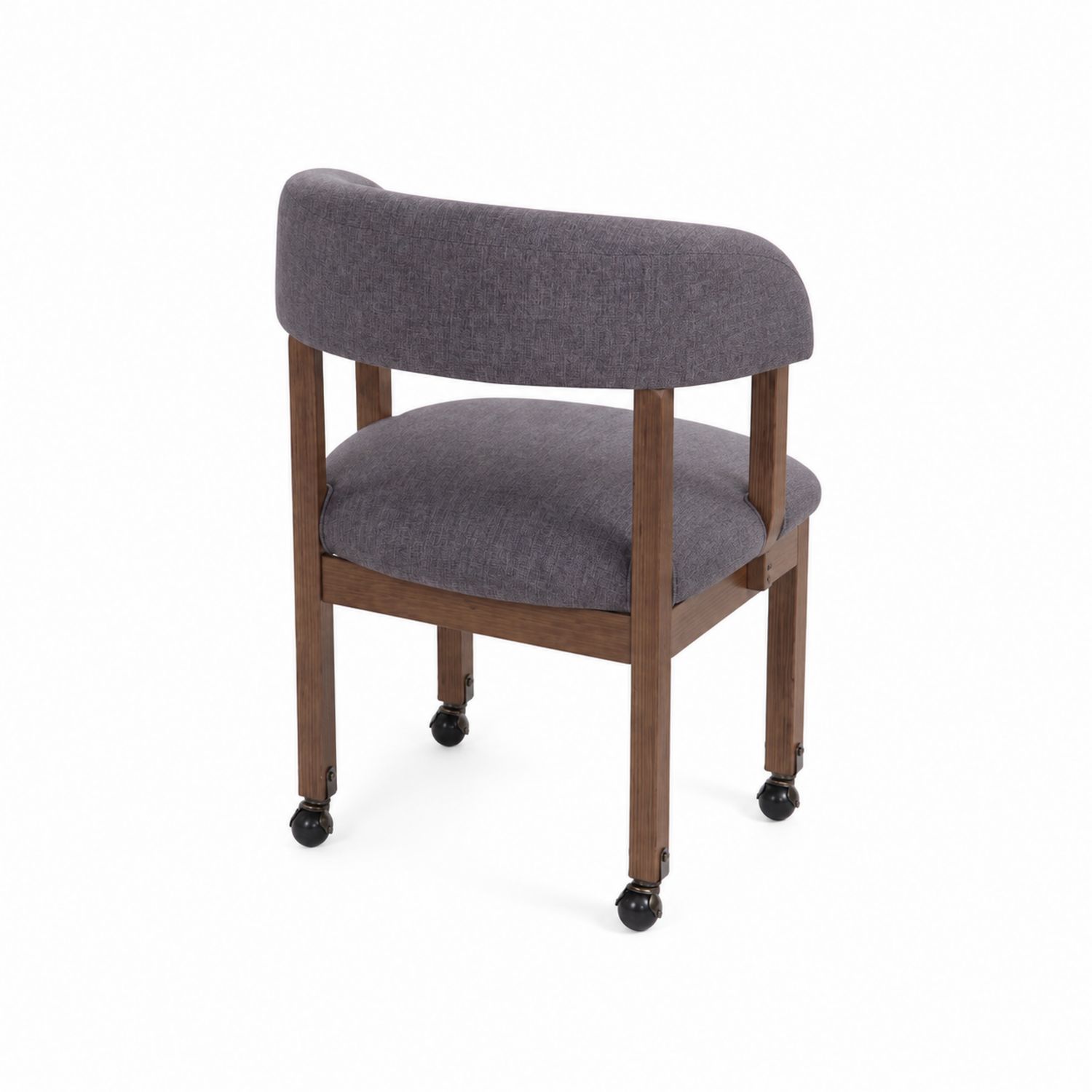 Sedia con Ruote in Legno e Tessuto Grigio