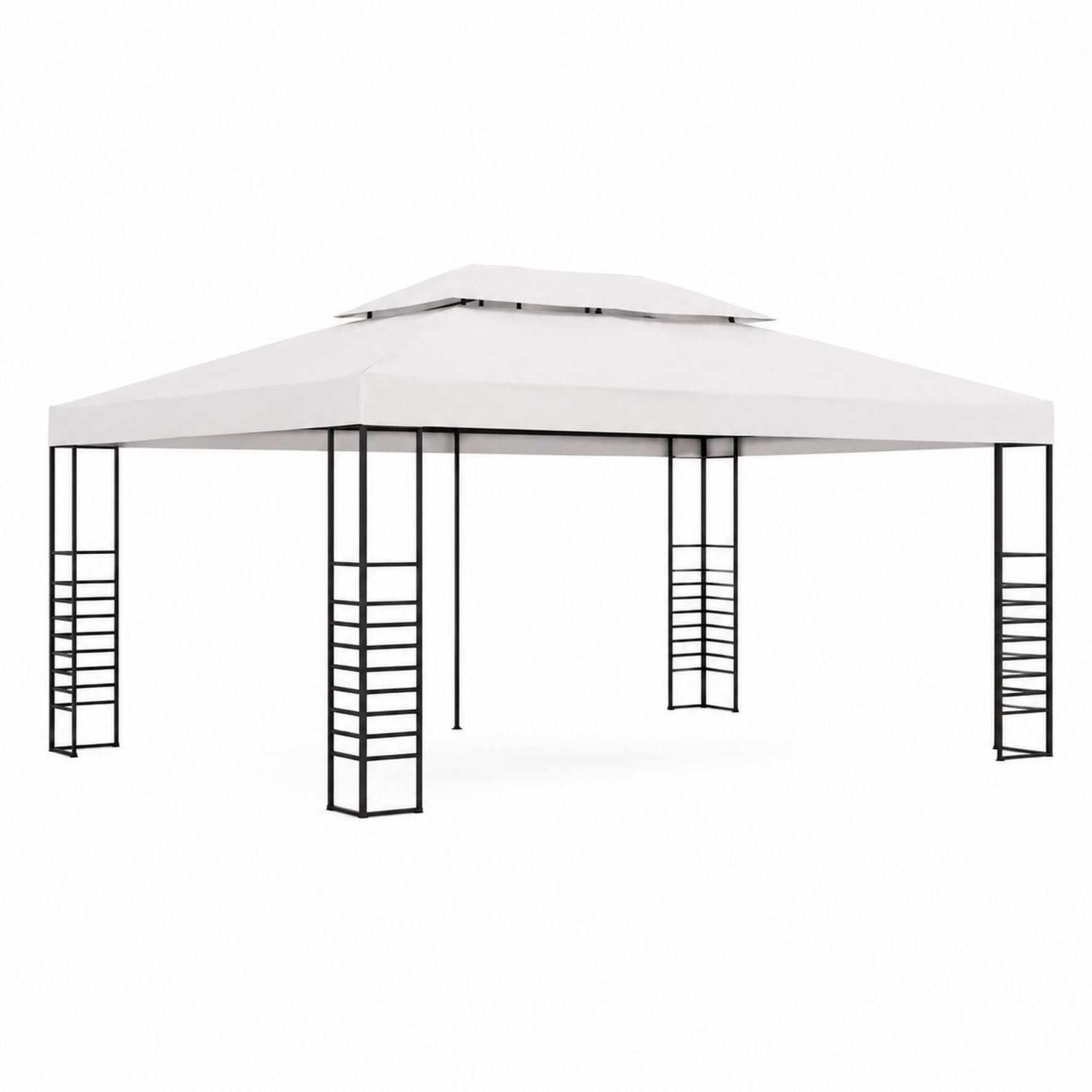 Gazebo in Metallo con Copertura in Poliestere Bianco 3x3m