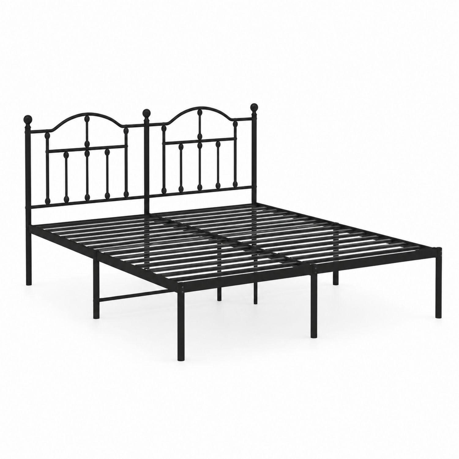 Letto matrimoniale in metallo nero con testiera