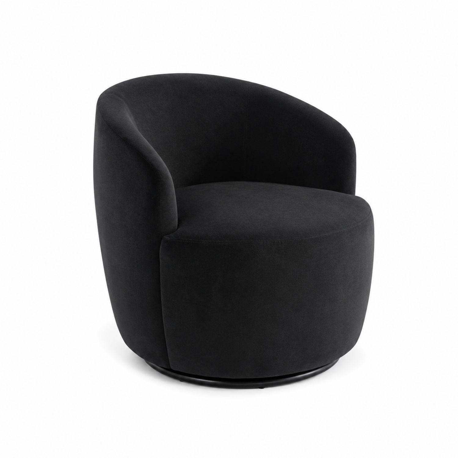 Poltrona Rotonda in Velluto Nero