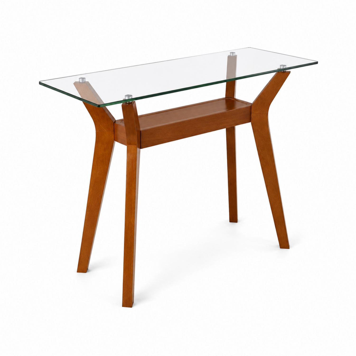 Tavolo consolle rettangolare in legno e vetro 120x40x75 cm