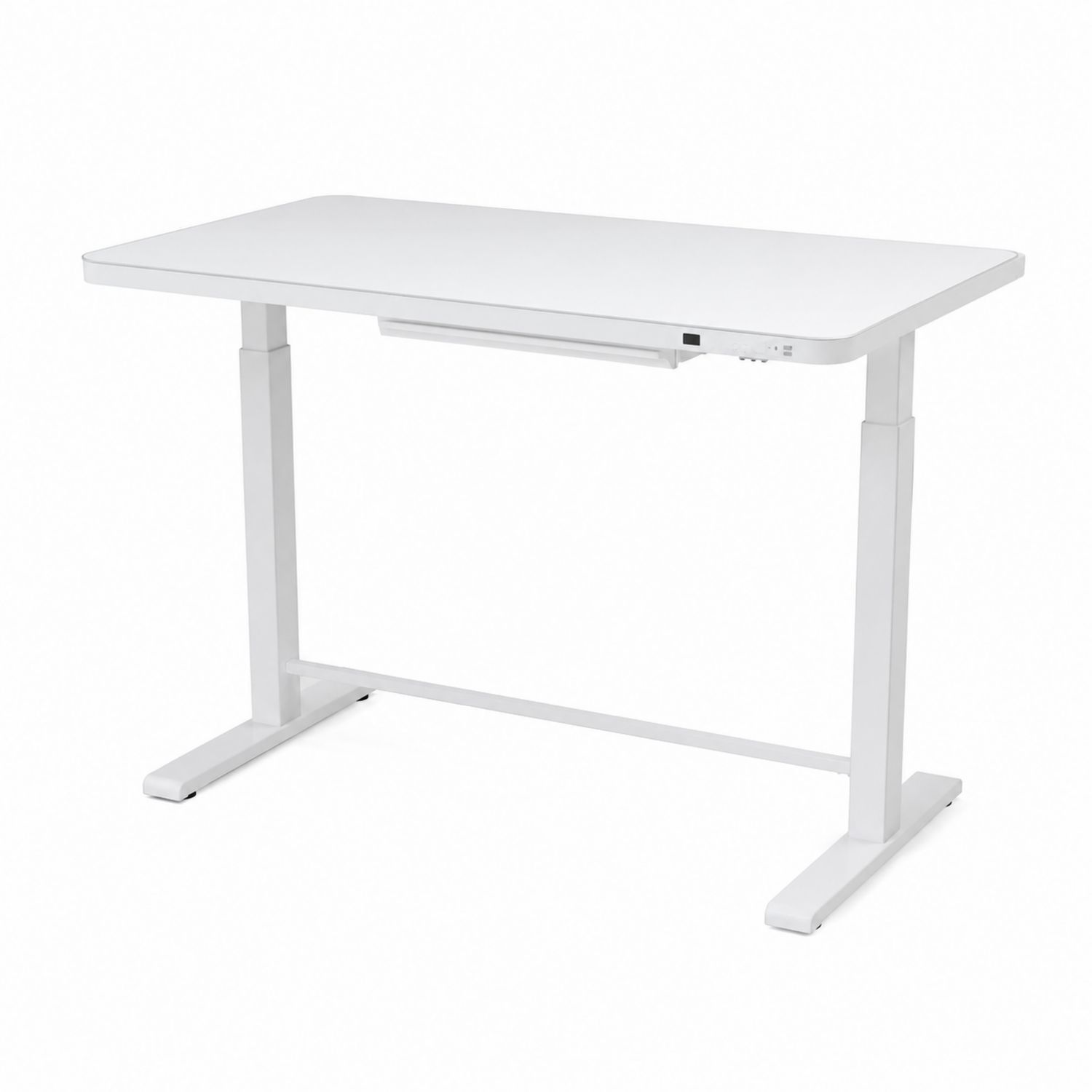 Scrivania Regolabile in Altezza 120x60 cm Legno e Metallo Bianco