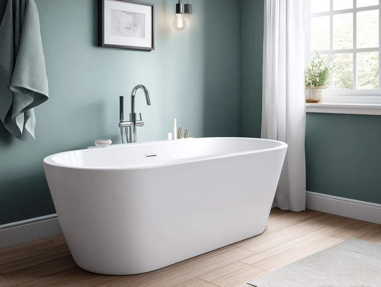 Bañera exenta acrílica 170x78x58 cm - blanco brillo para baño moderno