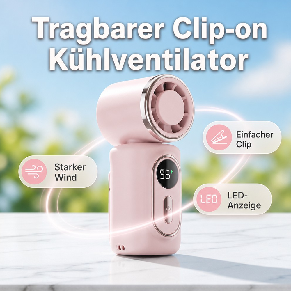 🏖️ 3000mAh USB-Clip-Ventilator – 360° Drehbar, Ultra-Portabel🌬️ | Für Reisen ✈️ Büro 💼 Kinder 👶 | Klemmen Sie Ihn Überall Fest!