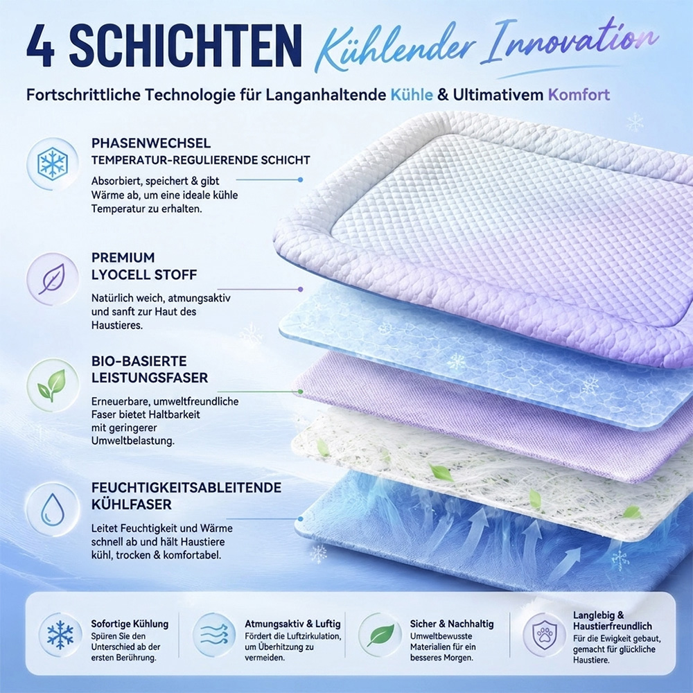 ❄️Atmungsaktive Premium-Kühlmatte für Hunde & Katzen – Kühl, weich & komfortabel🐾