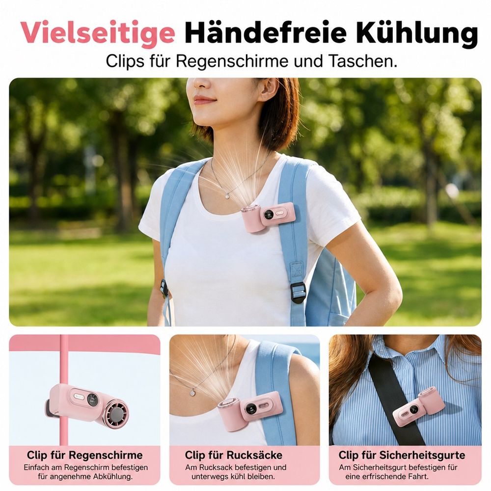 🏖️ 3000mAh USB-Clip-Ventilator – 360° Drehbar, Ultra-Portabel🌬️ | Für Reisen ✈️ Büro 💼 Kinder 👶 | Klemmen Sie Ihn Überall Fest!