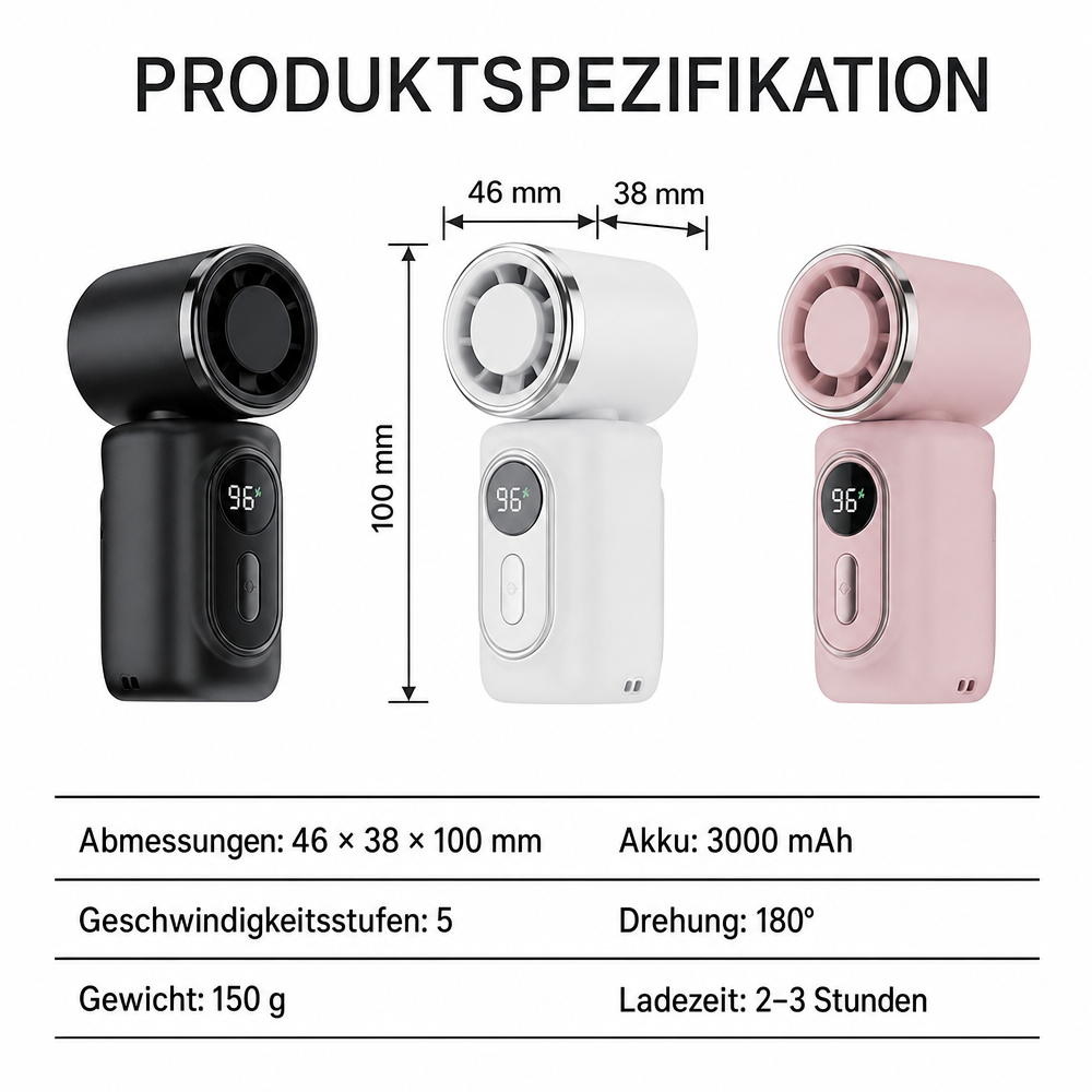 🏖️ 3000mAh USB-Clip-Ventilator – 360° Drehbar, Ultra-Portabel🌬️ | Für Reisen ✈️ Büro 💼 Kinder 👶 | Klemmen Sie Ihn Überall Fest!