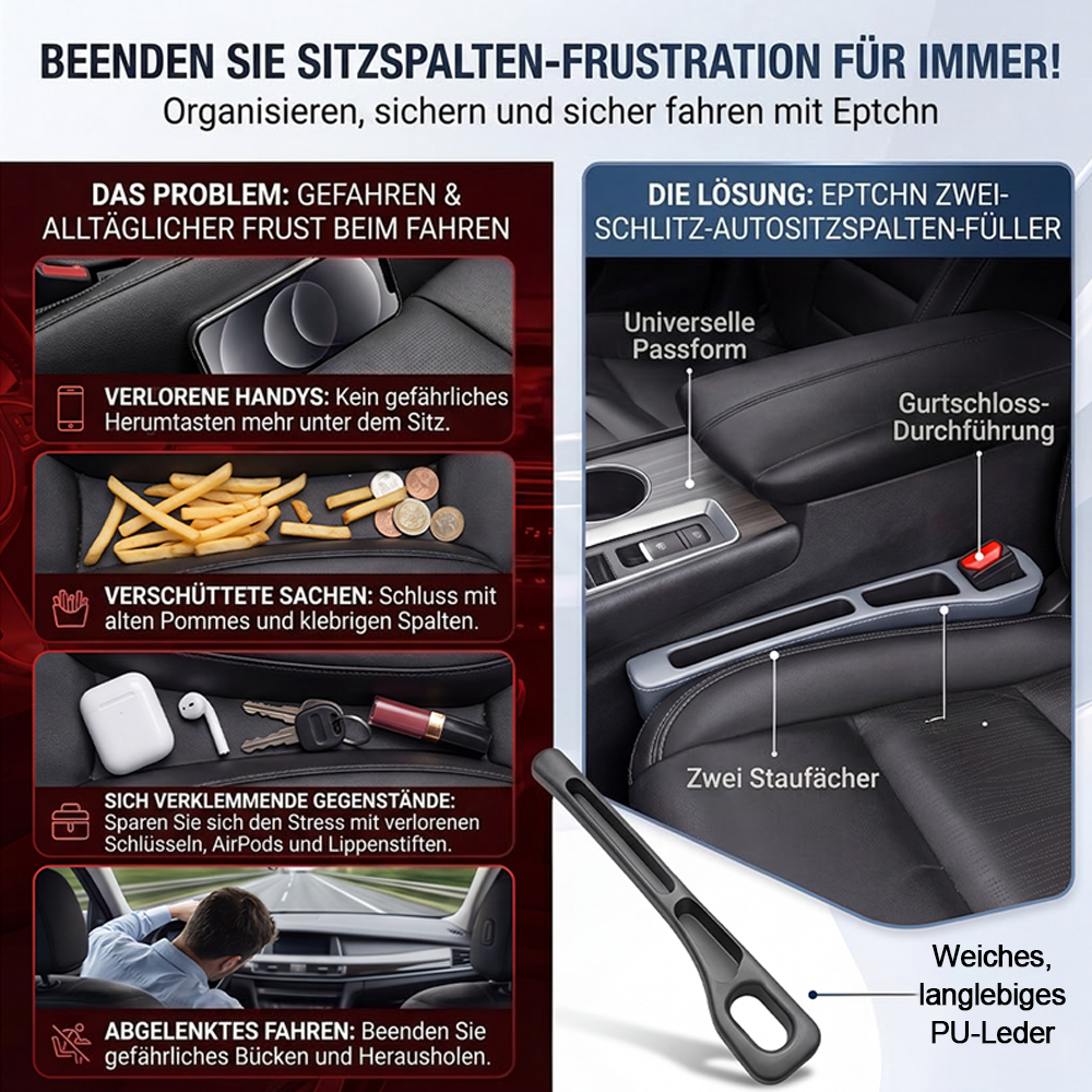 🚗Nie wieder das Handy zwischen den Autositzen verlieren💺✨Universeller Sitzlücken-Füller • Organizer mit Doppel-Fach✨