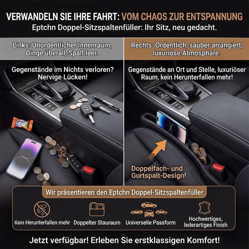 🚗Nie wieder das Handy zwischen den Autositzen verlieren💺✨Universeller Sitzlücken-Füller • Organizer mit Doppel-Fach✨