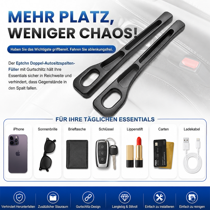 🚗Nie wieder das Handy zwischen den Autositzen verlieren💺✨Universeller Sitzlücken-Füller • Organizer mit Doppel-Fach✨