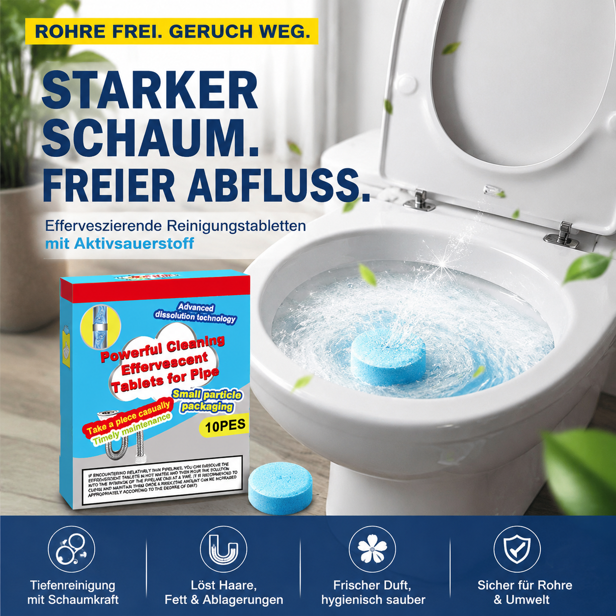 🎁 2+1 GRATIS!!🥳 💞 50K+ VERKAUFT! ⚡💧 Leistungsstarke Brausetabletten zur Rohrreinigung